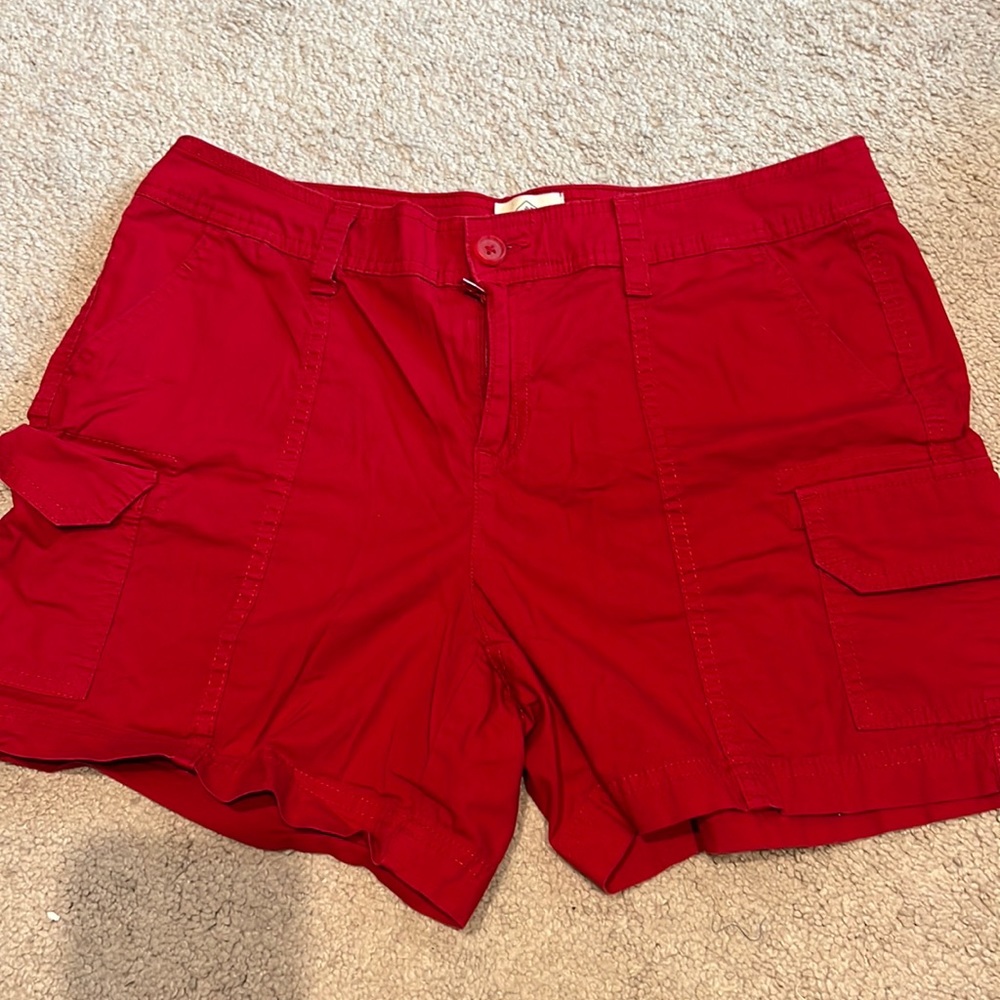 Red cargo shorts
